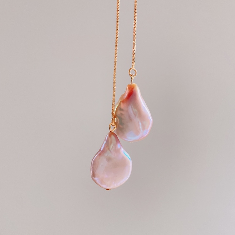 Gold plated brass real drop coin pearl threaders